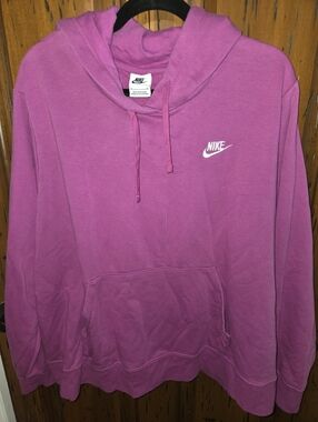 Nike Magenta Pullover Hoodie with White Swoosh